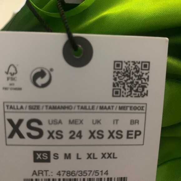 ZARA Satin Dress Lime Green Viral - Picture 12 of 12